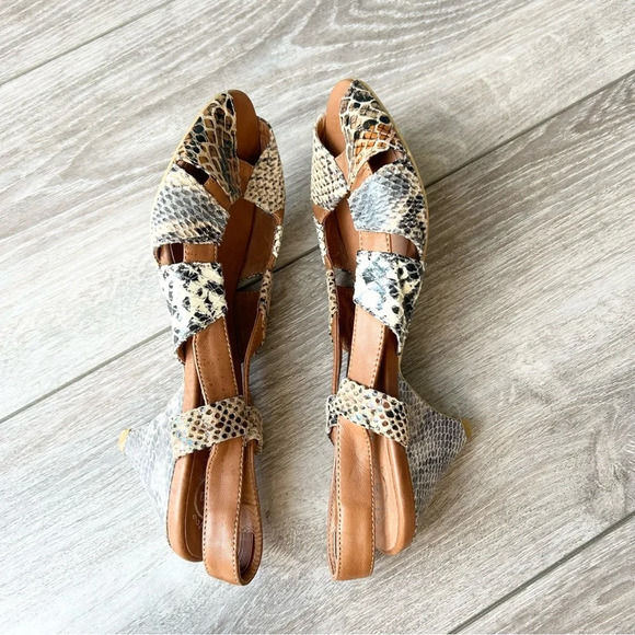 Jeffrey Campbell California Snakeskin Open Toe Slingback Pumps - Picture 7 of 12